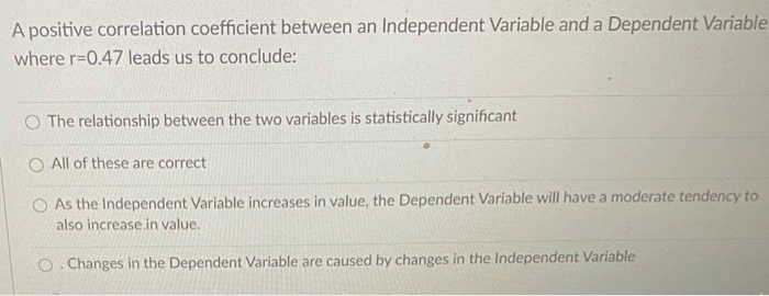 A positive correlation coefficient between an
