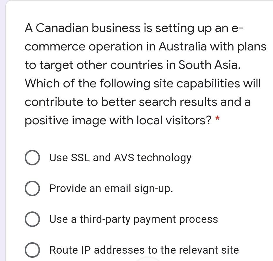 A Canadian business is setting up an e- commerce