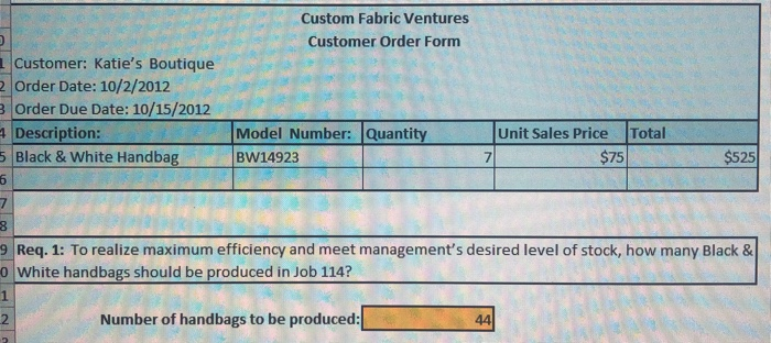 Req. 3: The production engineers have given you