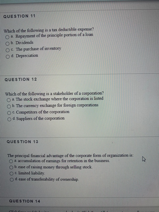 QUESTION 11 Which of the following is a tax