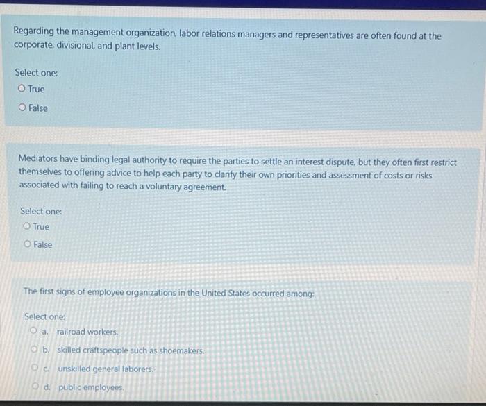 Regarding the management organization, labor