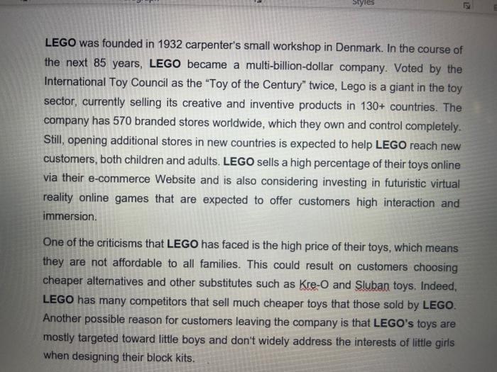 Styles LEGO was founded in 1932 carpenter's small