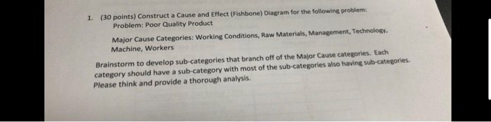 1. (30 points) Construct a Cause and Effect