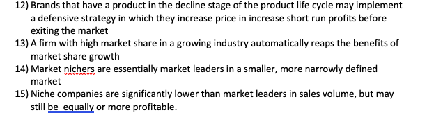 12) Brands that have a product in the decline