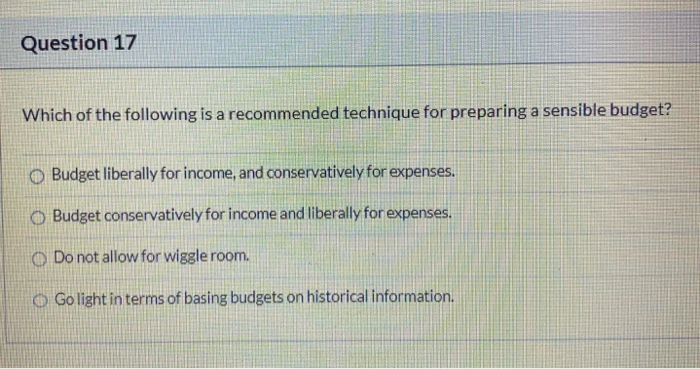 Question 17 Which of the following is a