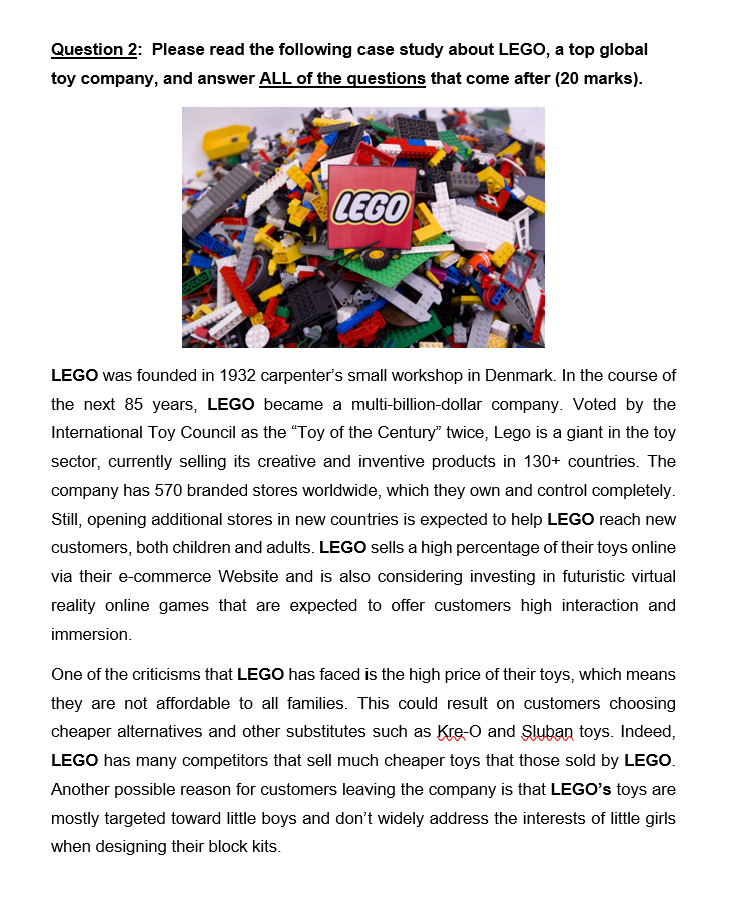 Question 2: Please read the following case study