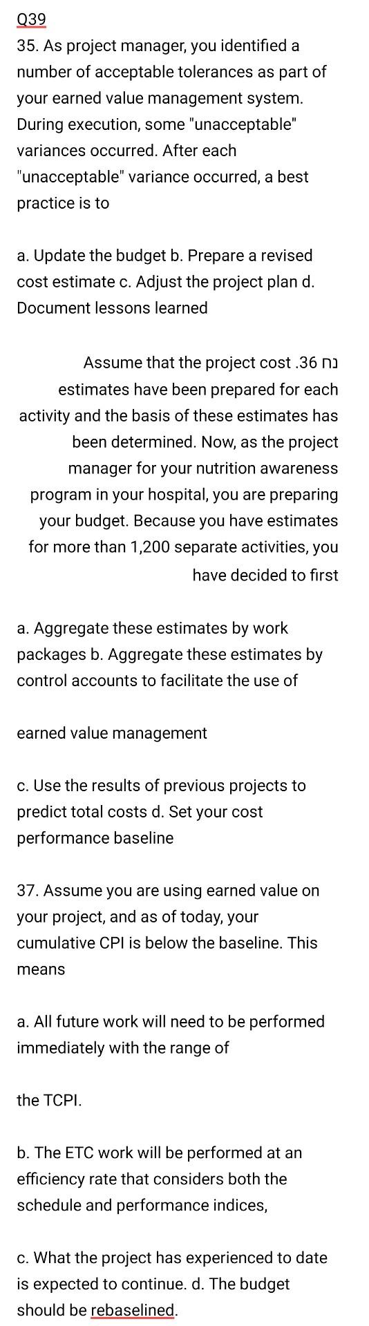 explanation for each part is important Q39 35. As
