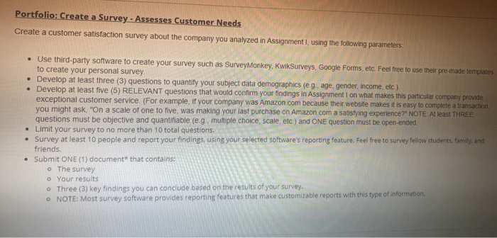 0385504454 Portfolio: Create a Survey - Assesses