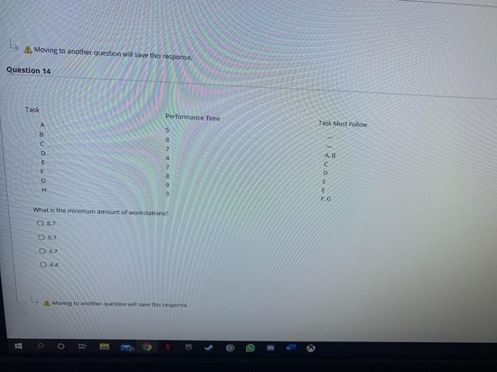 Moving to another question will save this