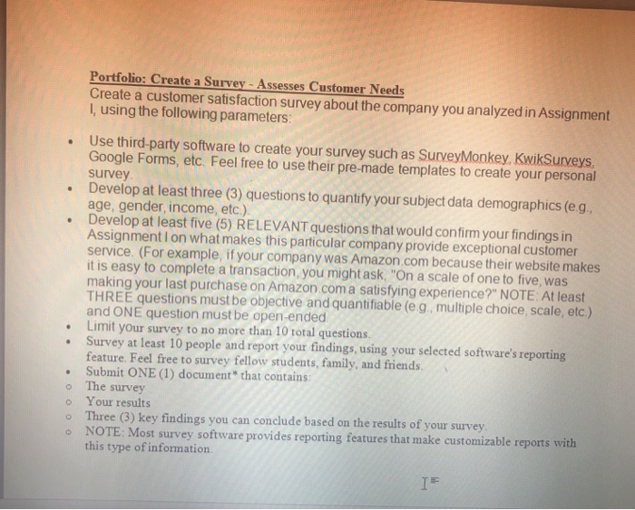 0385504454 Portfolio: Create a Survey - Assesses