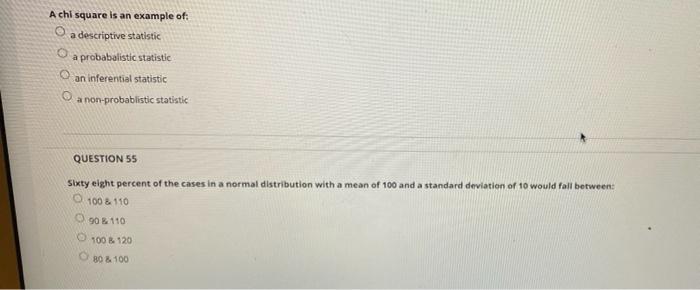 A chi square is an example of: a descriptive