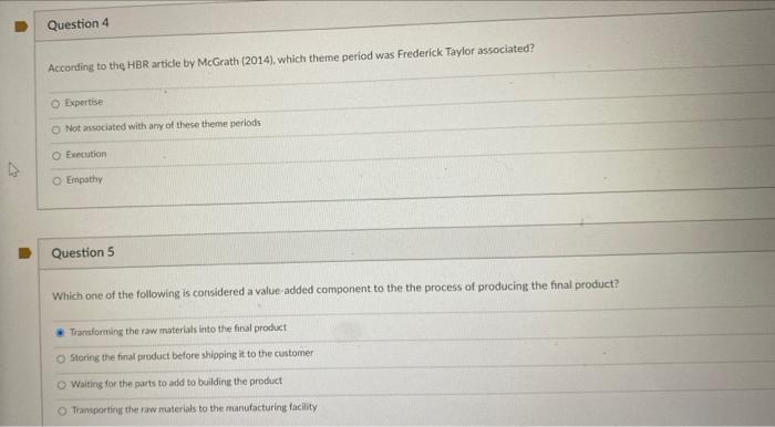 Question 4 According to the HBR article by