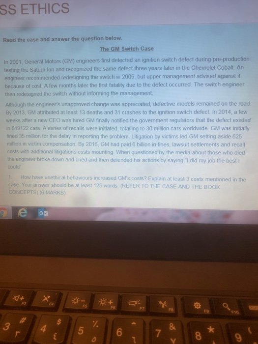 SS ETHICS Read the case and answer the question