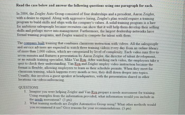 Read the case below and answer the following