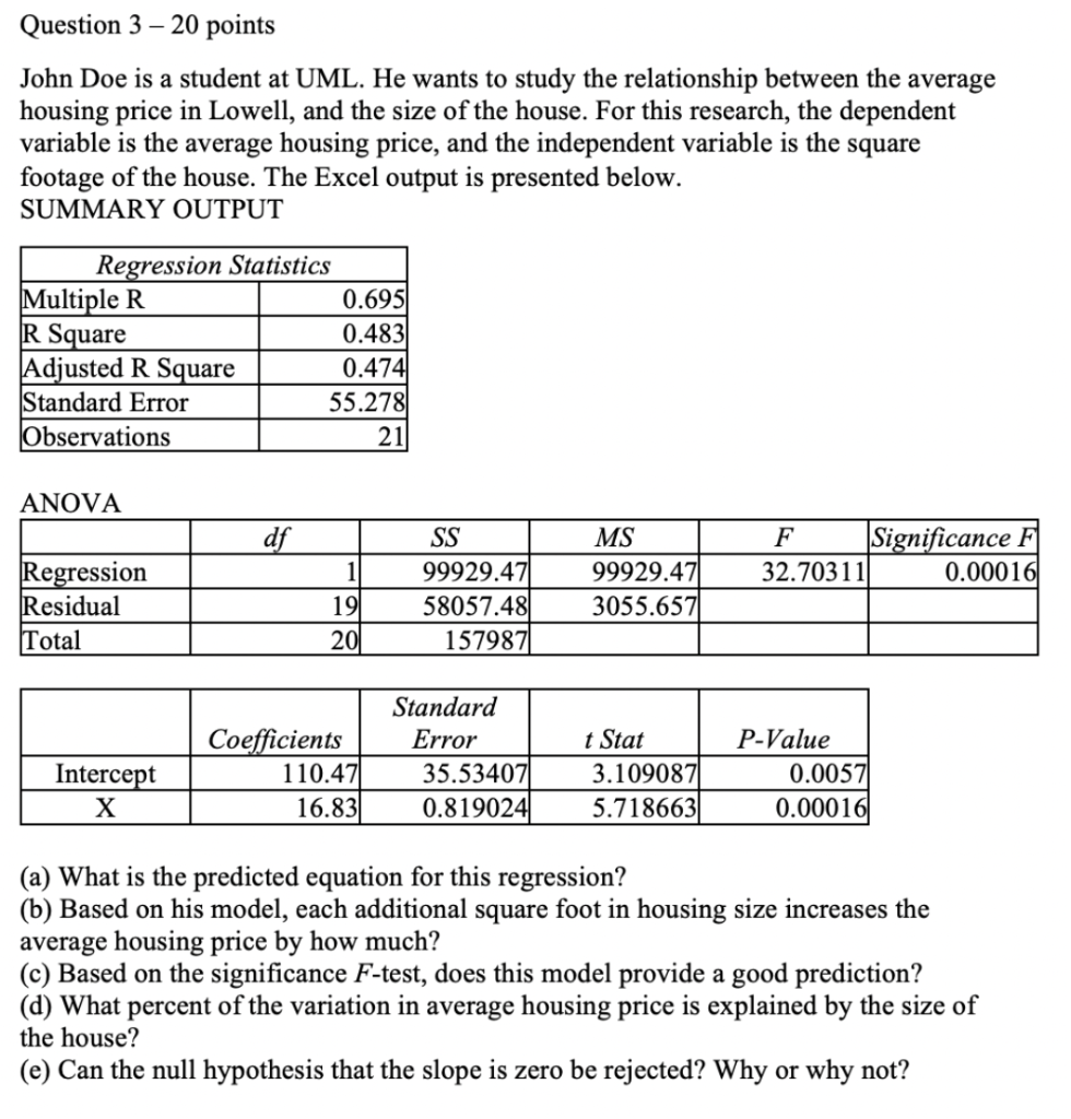 Question 3 20 points John Doe is a student at