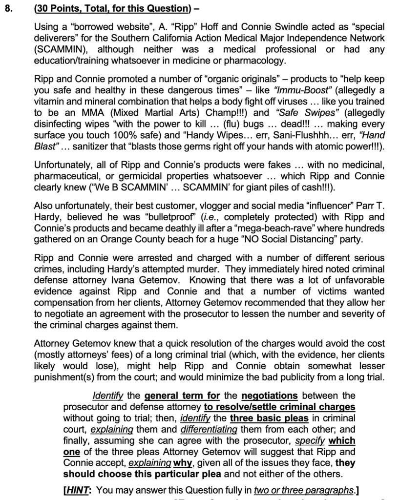 8. (30 Points, Total, for this Question) - Using