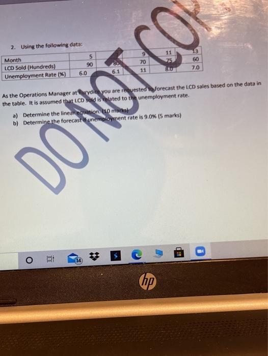 2. Using the following data: 9 13 5 Month 11 75