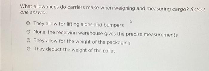 what allowances do carriers make What allowances