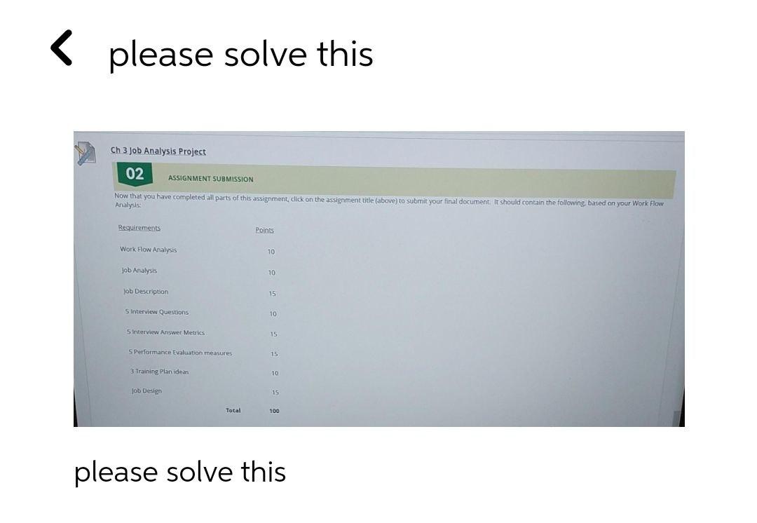 < please solve this Ch 3 Job Analysis Project 02