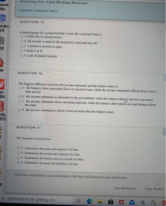 Remaining Time: 1 hour, 01 minute, 04 seconds.