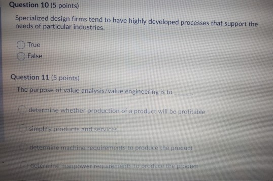 Question 8 (5 points) Quality function deployment