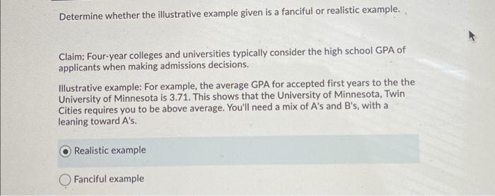Determine whether the illustrative example given
