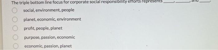 The triple bottom line focus for corporate social