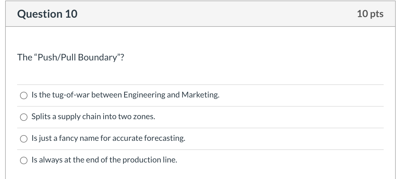 Question 10 10 pts The Push/Pull Boundary"? Is
