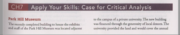 CH7 Apply Your Skills: Case for Critical Analysis