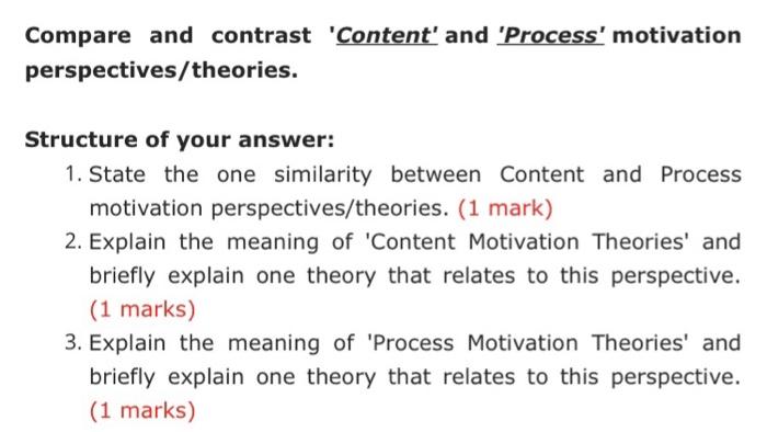 Compare and contrast 'Content' and 'Process'