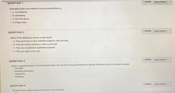 *Sales management* 1 points Save Antwer QUESTION