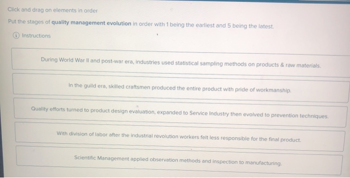 Click and drag on elements in order Put the