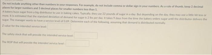 fill in blanks Do not include anything other than