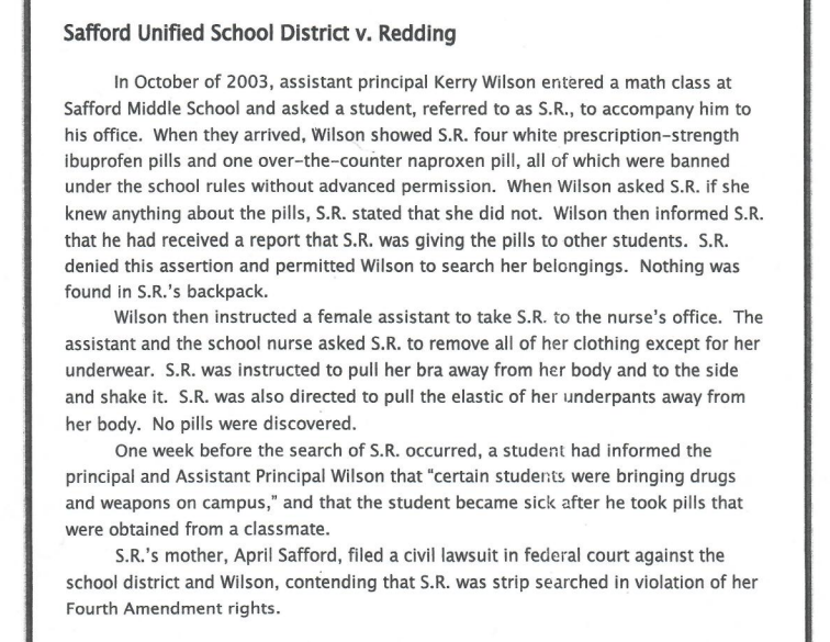 Safford Unified School District v. Redding In