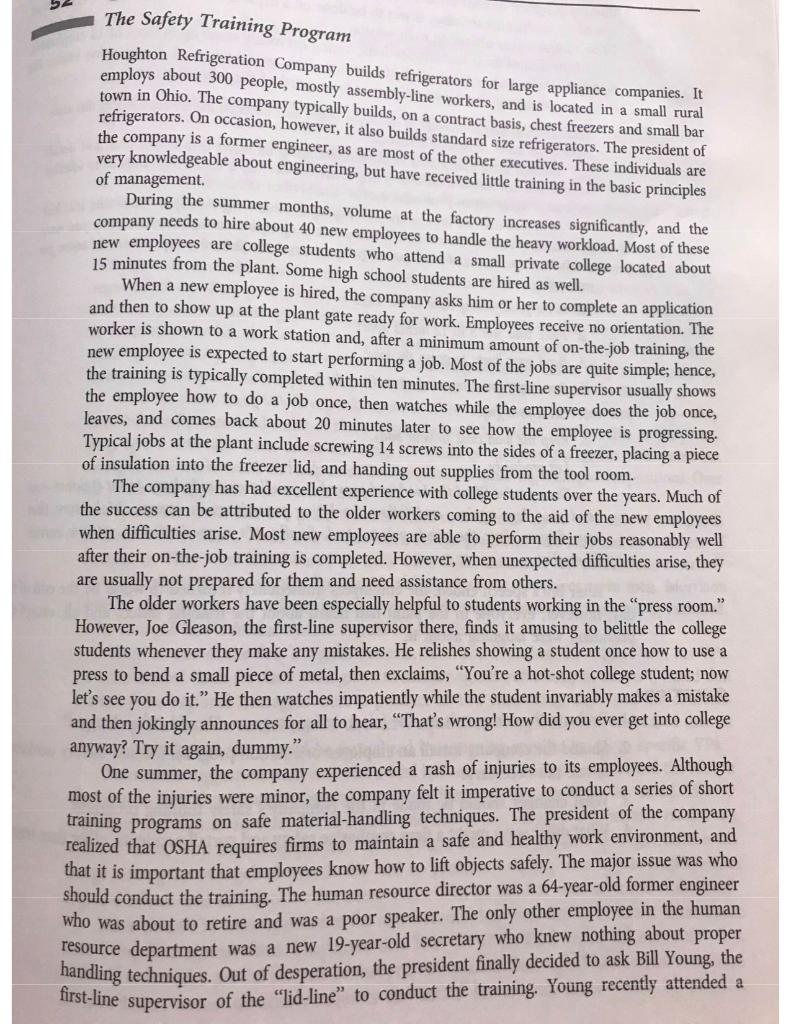 Please answer the case questions The Safety