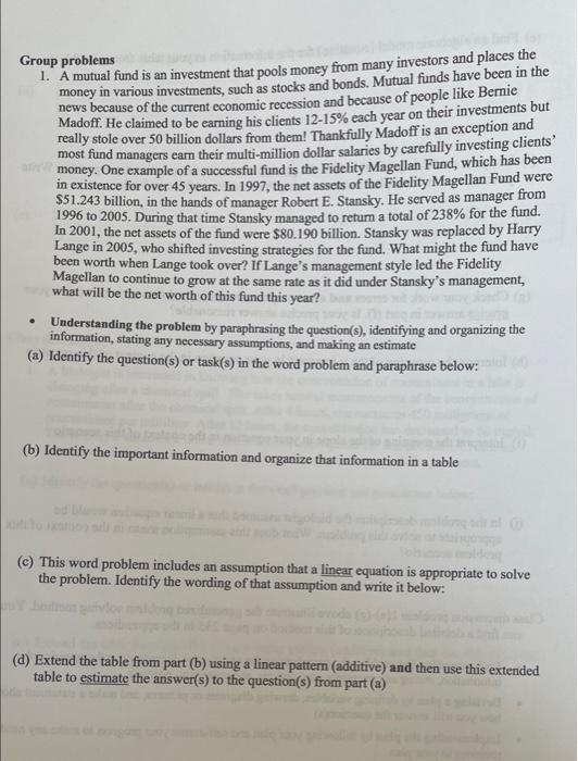 pls help Group problems 1. A mutual fund is an