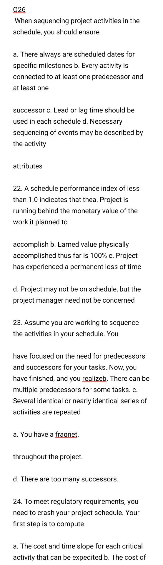 explanation for each part is important Q26 When