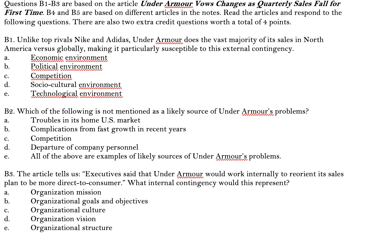 Questions B1-B3 are based on the article Under