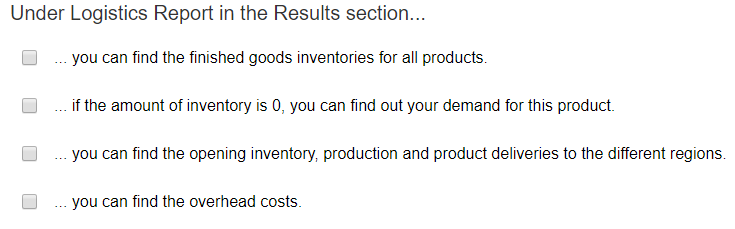 Cesim Associated question Under Logistics Report
