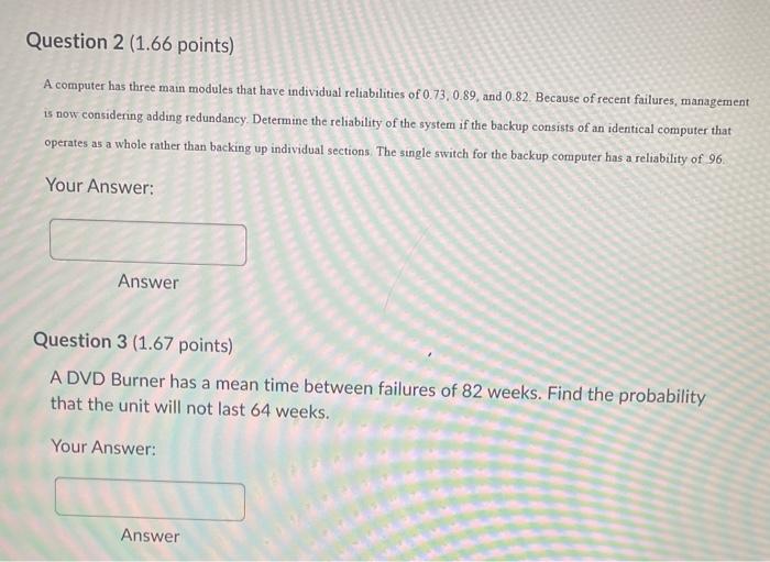 A computer has three main modules that have
