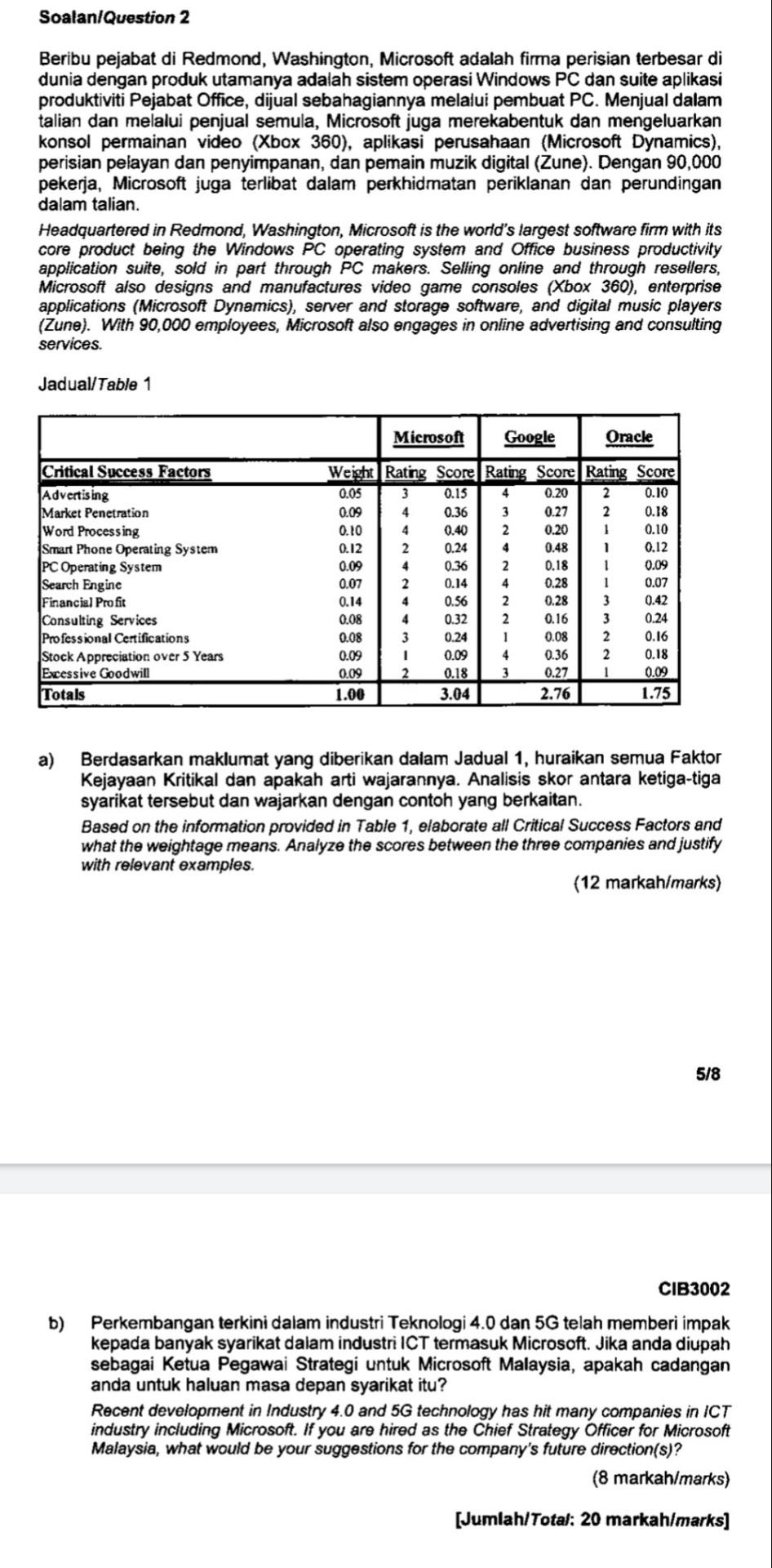Can you help me answer this question (strategic