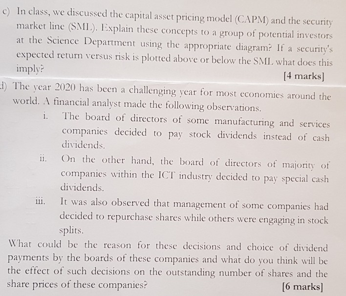 c) In class, we discussed the capital asset
