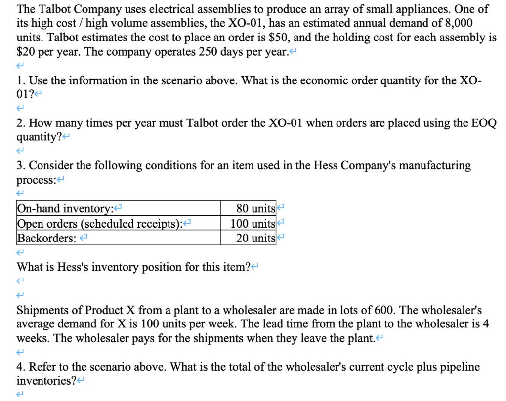 The Talbot Company uses electrical assemblies to