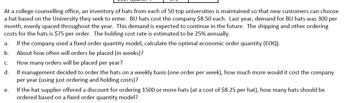 At a college counselling office, an inventory of