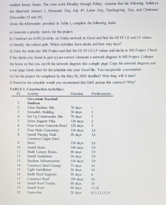 Problem 2: Greendale Stadium Case ( 60 points)