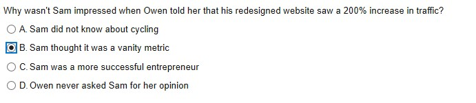 1. 2. Why wasn't Sam impressed when Owen told her