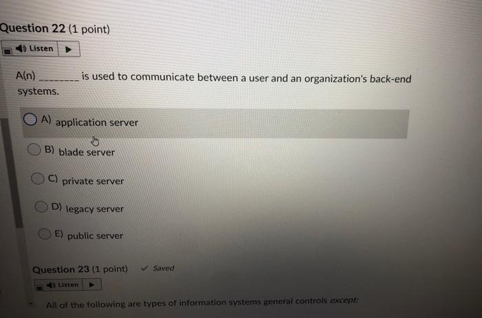 do not need explnation Question 22 (1 point)