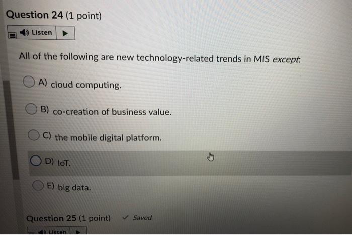 do not need explnation Question 22 (1 point)