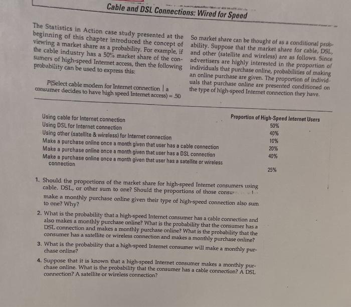 help asap please. Cable and DSL Connections: