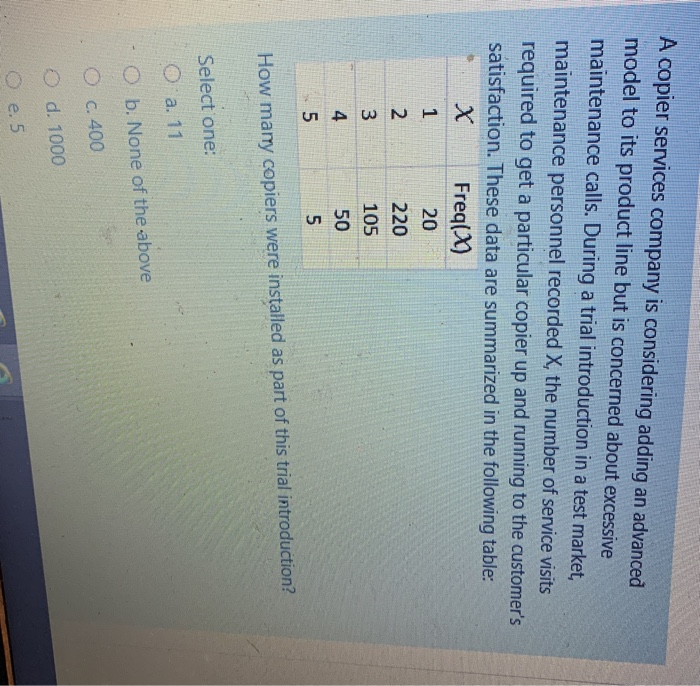 A copier services company is considering adding